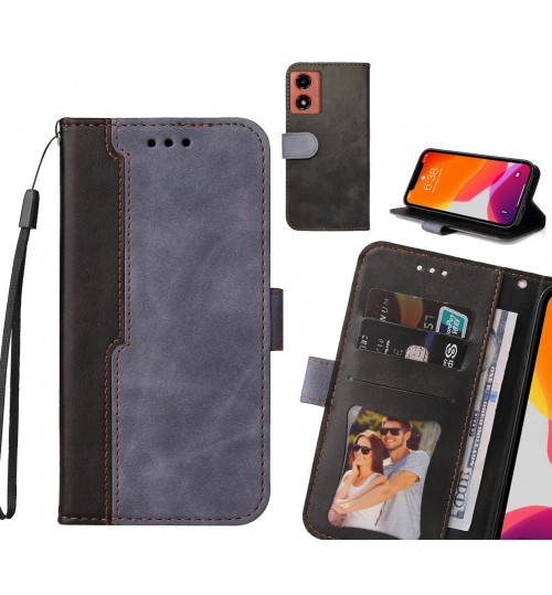 Moto G04 Case Wallet Denim Leather Case Cover - Grey