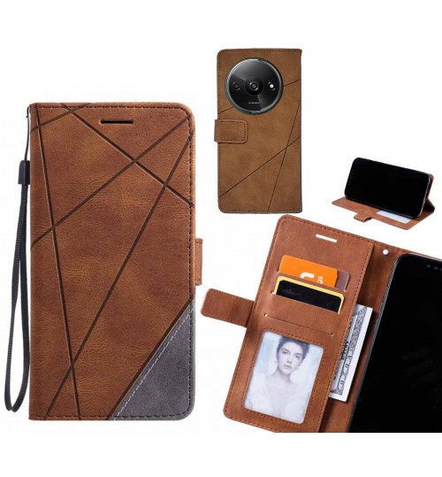 Xiaomi Redmi A3 Case Wallet Premium Denim Leather Cover - Brown