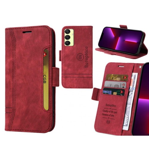 Samsung Galaxy A25 Case Alcantara 4 Cards Wallet Case - Red