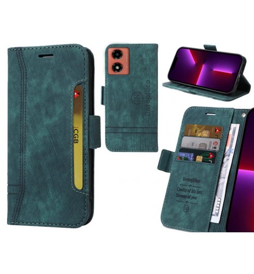 Moto G04 Case Alcantara 4 Cards Wallet Case - Green