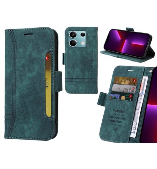 Xiaomi Redmi Note 13 Case Alcantara 4 Cards Wallet Case - Green