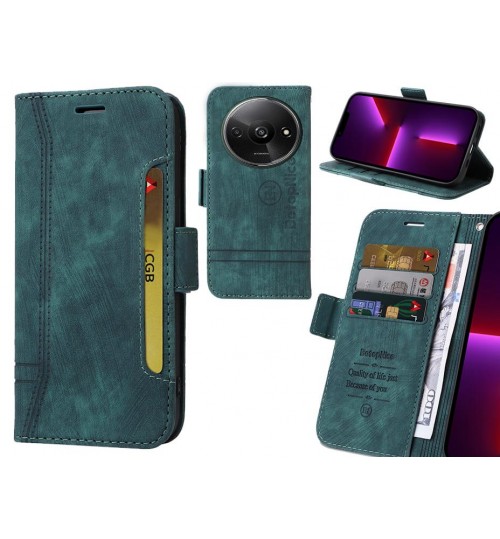 Xiaomi Redmi A3 Case Alcantara 4 Cards Wallet Case - Green
