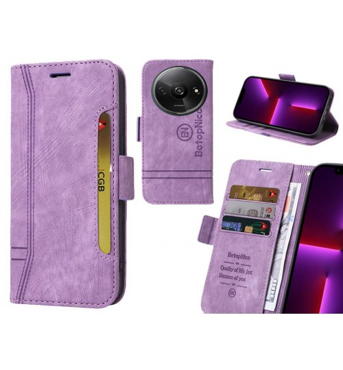 Xiaomi Redmi A3 Case Alcantara 4 Cards Wallet Case - Purple