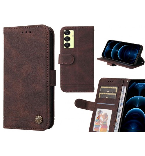 Samsung Galaxy A55 Case Wallet Flip Leather Case Cover - Brown