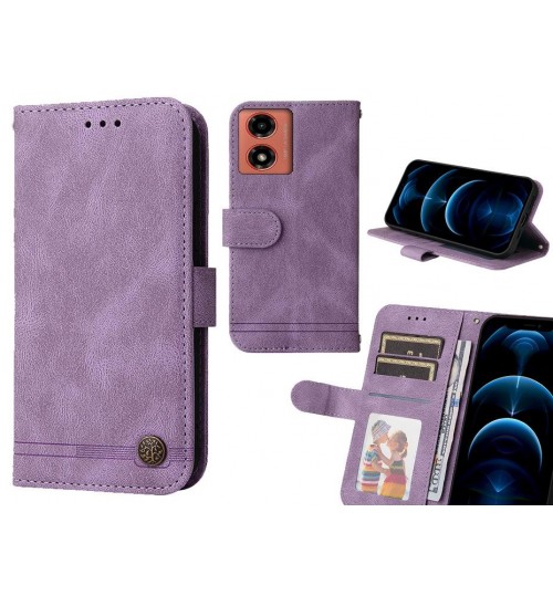 Moto G24 Case Wallet Flip Leather Case Cover - Purple