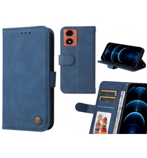 Moto G24 Case Wallet Flip Leather Case Cover - Blue