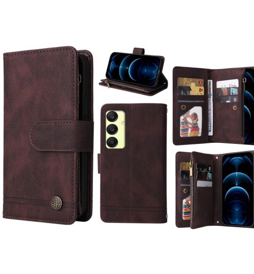 Samsung Galaxy A25 Case 9 Card Slots Wallet Denim Leather Case - Brown