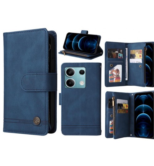 Xiaomi Redmi Note 13 Case 9 Card Slots Wallet Denim Leather Case - Blue