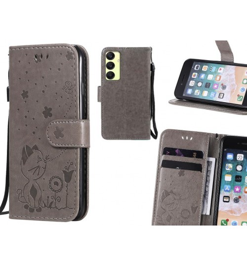 Samsung Galaxy A25 Case Embossed Wallet Leather Case - Grey