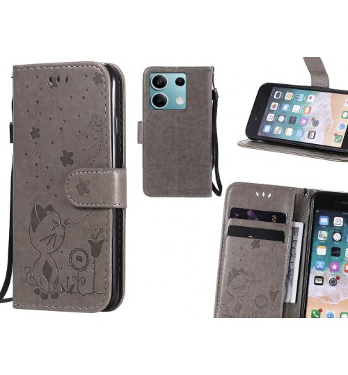 Xiaomi Redmi Note 13 Case Embossed Wallet Leather Case - Grey