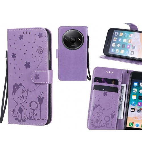 Xiaomi Redmi A3 Case Embossed Wallet Leather Case - Purple