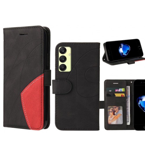 Samsung Galaxy A25 Case Wallet Premium Denim Leather Cover - Black