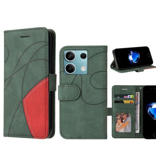 Xiaomi Redmi Note 13 Case Wallet Premium Denim Leather Cover - Green