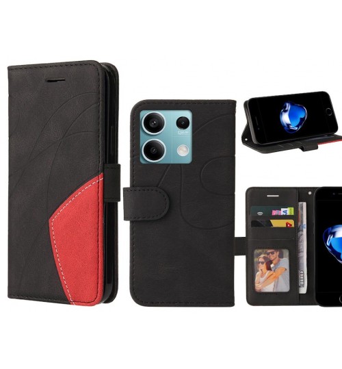 Xiaomi Redmi Note 13 Case Wallet Premium Denim Leather Cover - Black