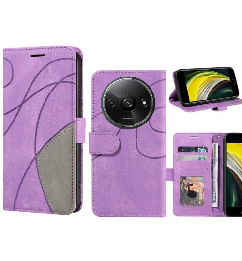 Xiaomi Redmi A3 Case Wallet Premium Denim Leather Cover - Purple