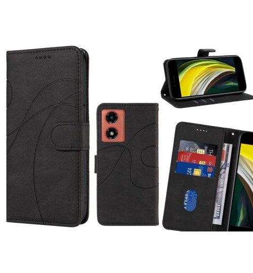 Moto G24 Case Wallet Fine Pu Leather Cover - Black