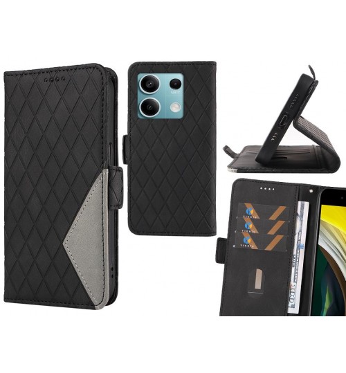 Xiaomi Redmi Note 13 Case Grid Wallet Leather Case - Black
