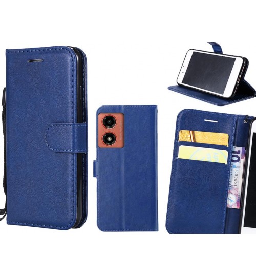 Moto G24 Case Fine Leather Wallet Case - Blue