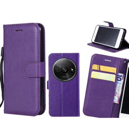 Xiaomi Redmi A3 Case Fine Leather Wallet Case - Purple