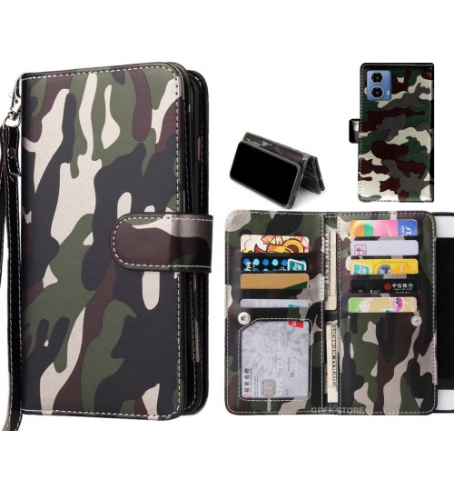 Moto G34 Case Camouflage Wallet Leather Case - Green