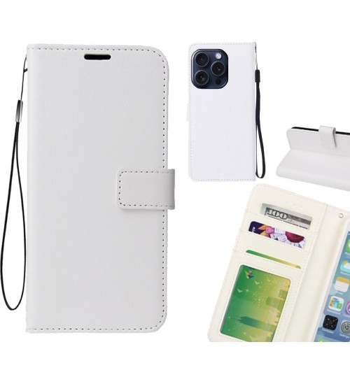 Iphone 16 Pro Max Case Fine Leather Wallet Case - White