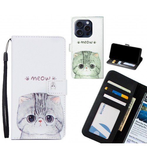 iPhone 16 Pro Max case 3 card leather wallet case printed ID
