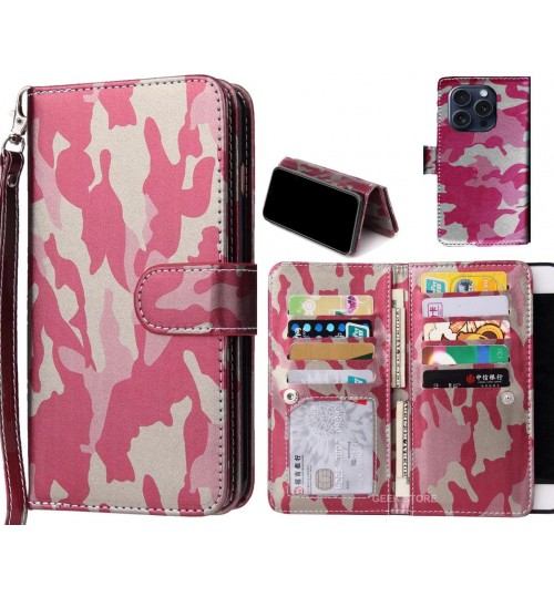 Iphone 16 Pro Max Case Camouflage Wallet Leather Case - Pink