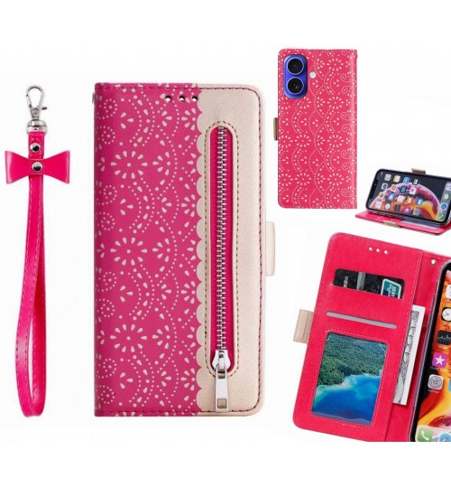 Iphone 16 Case Multifunctional Wallet Case - Hot Pink