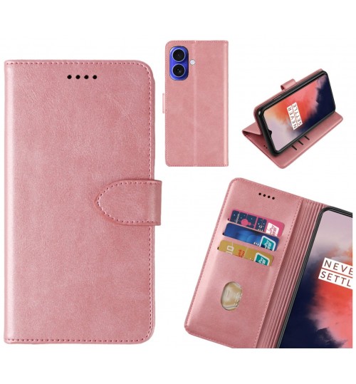 Iphone 16 Case Premium Leather Id Wallet Case - Rose Gold