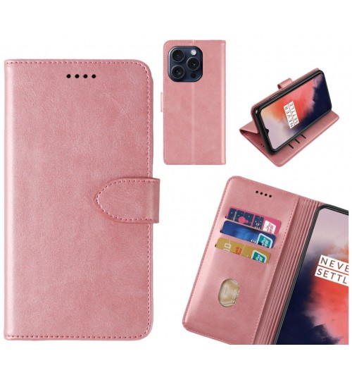 Iphone 16 Pro Case Premium Leather Id Wallet Case - Rose Gold
