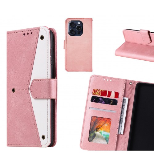 Iphone 16 Pro Max Case Wallet Denim Leather Case Cover - Pink