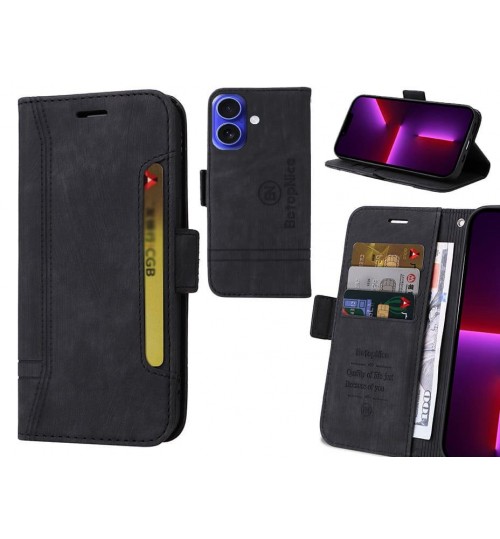 Iphone 16 Case Alcantara 4 Cards Wallet Case - Black