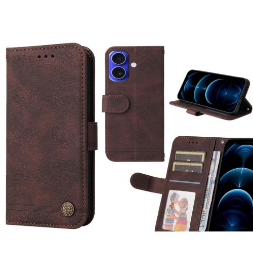 Iphone 16 Case Wallet Flip Leather Case Cover - Brown