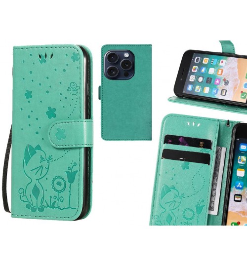 Iphone 16 Pro Max Case Embossed Wallet Leather Case - Green