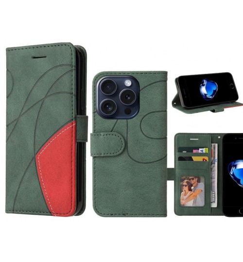 Iphone 16 Pro Max Case Wallet Premium Denim Leather Cover - Green