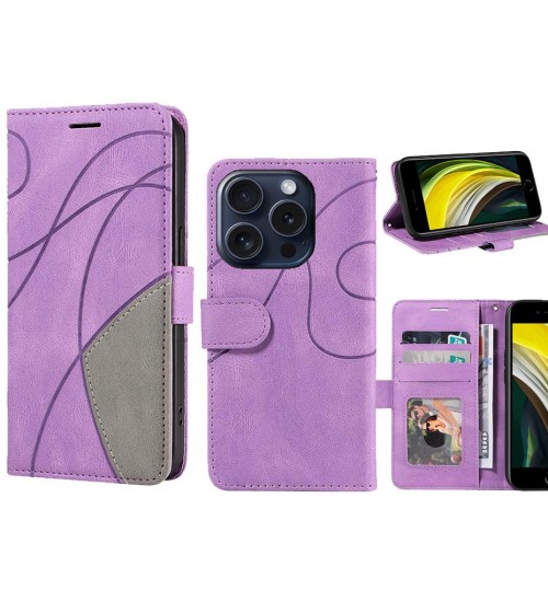 Iphone 16 Pro Max Case Wallet Premium Denim Leather Cover - Purple