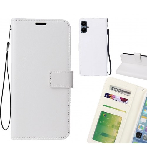 Samsung Galaxy A06 Case Fine Leather Wallet Case - White