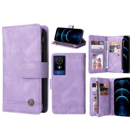 Smart M25 Case 9 Card Slots Wallet Denim Leather Case - Purple