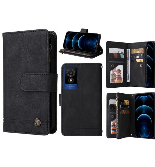 Smart M25 Case 9 Card Slots Wallet Denim Leather Case - Black
