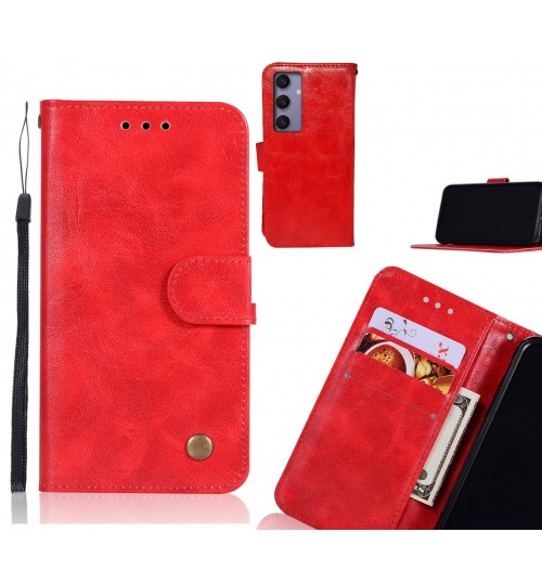 Samsung Galaxy S24 Fe Case Vintage Fine Leather Wallet Case - Red