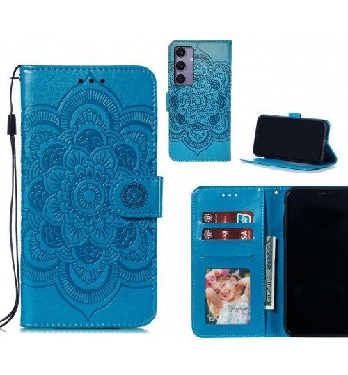 Samsung Galaxy S24 Fe Case Leather Wallet Case Embossed Pattern - Blue