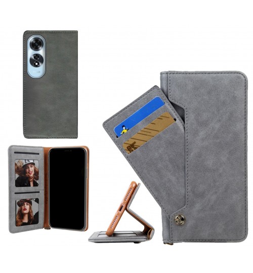 Oppo A60 Case Slim Leather Wallet Case 4 Cards 2 Id Magnet - Grey