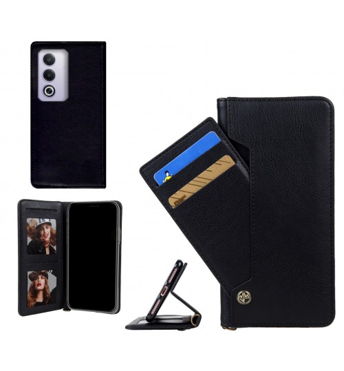 Oppo A3 Pro Case Slim Leather Wallet Case 4 Cards 2 Id Magnet - Black