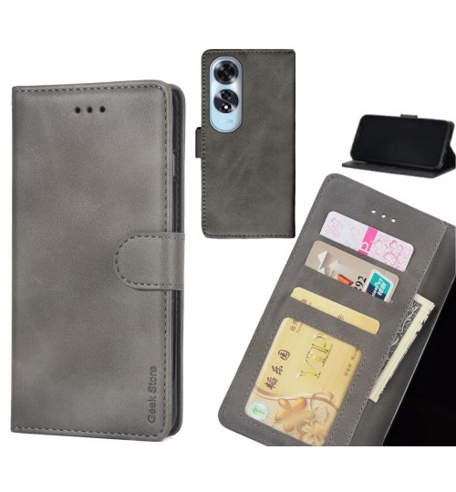 Oppo A60 Case Executive Leather Wallet Case - Grey