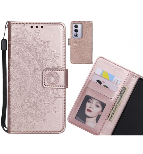 Oppo A3 Pro Case Mandala Embossed Leather Wallet Case - Rose Gold