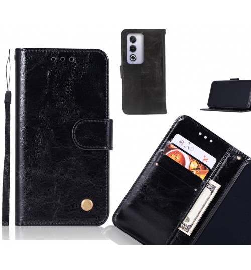 Oppo A3 Pro Case Vintage Fine Leather Wallet Case - Black