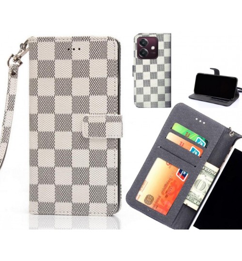Oppo A3x Case Grid Wallet Leather Case - White