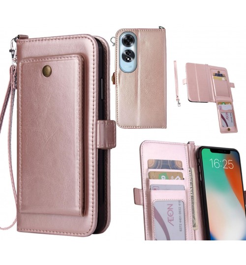 Oppo A60 Case Retro Leather Wallet Case - Rose Gold