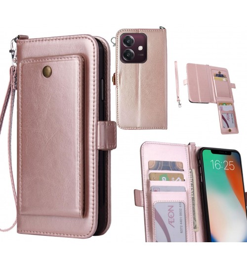 Oppo A3x Case Retro Leather Wallet Case - Rose Gold