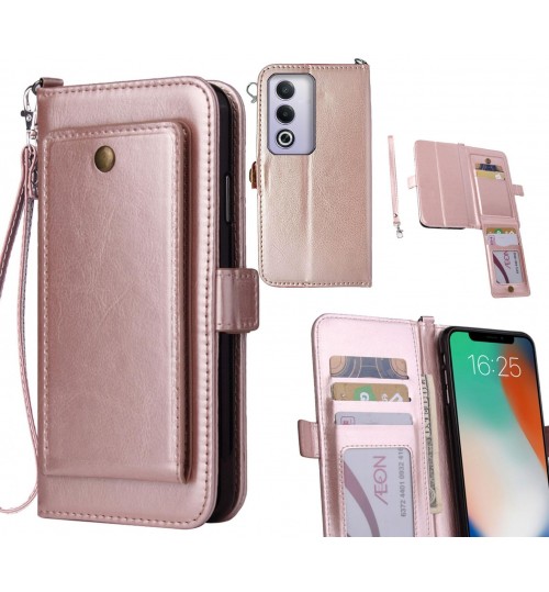 Oppo A3 Pro Case Retro Leather Wallet Case - Rose Gold